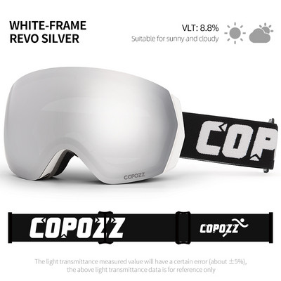 COPOZZ Ochelari de schi Bărbați Femei Ochelari de schi anti-aburire UV400 Ochelari de zăpadă Ochelari de snowboard pentru adulți cu lentile galbene de noapte și set de huse