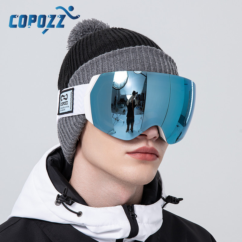 COPOZZ Ochelari de schi Bărbați Femei Ochelari de schi anti-aburire UV400 Ochelari de zăpadă Ochelari de snowboard pentru adulți cu lentile galbene de noapte și set de huse