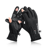 Vodootporne rukavice za muškarce i žene na otvorenom osjetljive na dodir s izloženim prstima, termalne rukavice od flisa za motocikl i skijanje