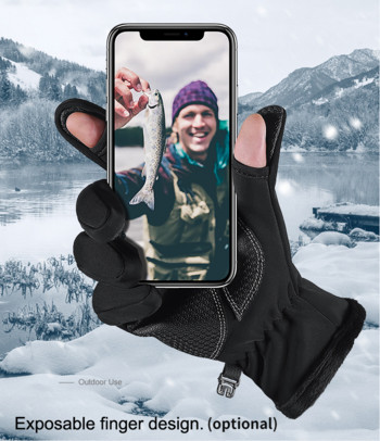 Мъже и жени Външни водоустойчиви пръсти Сензорен екран Зимни поларени Термални мотоциклетни състезателни ръкавици за ски