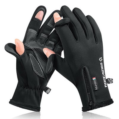 Vodootporne rukavice za muškarce i žene na otvorenom osjetljive na dodir s izloženim prstima, termalne rukavice od flisa za motocikl i skijanje