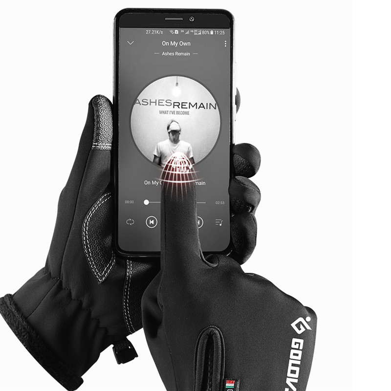 Vodootporne rukavice za muškarce i žene na otvorenom osjetljive na dodir s izloženim prstima, termalne rukavice od flisa za motocikl i skijanje