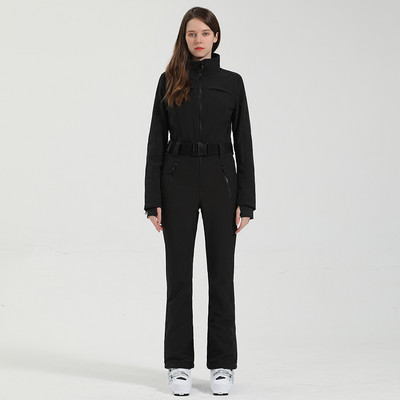 Gsou Snow Costum de schi într-o bucată pentru femei, profesional, impermeabil, cald, subțire, snowboard, stil american, set de pantaloni de haine de schi pentru zăpadă