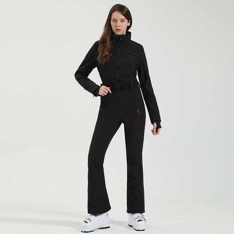 Gsou Snow Costum de schi într-o bucată pentru femei, profesional, impermeabil, cald, subțire, snowboard, stil american, set de pantaloni de haine de schi pentru zăpadă