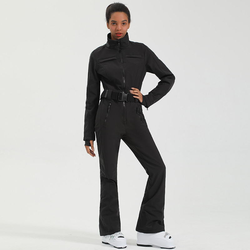 Gsou Snow Costum de schi într-o bucată pentru femei, profesional, impermeabil, cald, subțire, snowboard, stil american, set de pantaloni de haine de schi pentru zăpadă