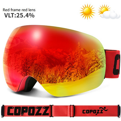 COPOZZ Skijaške naočale UV400 Zaštitna skijaška maska Muškarci Žene Anti-Fog Veliko lice Skijaške naočale Sportske naočale za skijanje na otvorenom Snowboard Skijanje naočale