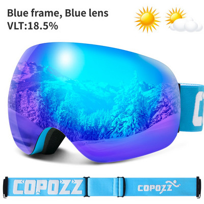 COPOZZ Skijaške naočale UV400 Zaštitna skijaška maska Muškarci Žene Anti-Fog Veliko lice Skijaške naočale Sportske naočale za skijanje na otvorenom Snowboard Skijanje naočale