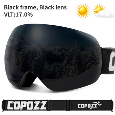 COPOZZ Skijaške naočale UV400 Zaštitna skijaška maska Muškarci Žene Anti-Fog Veliko lice Skijaške naočale Sportske naočale za skijanje na otvorenom Snowboard Skijanje naočale