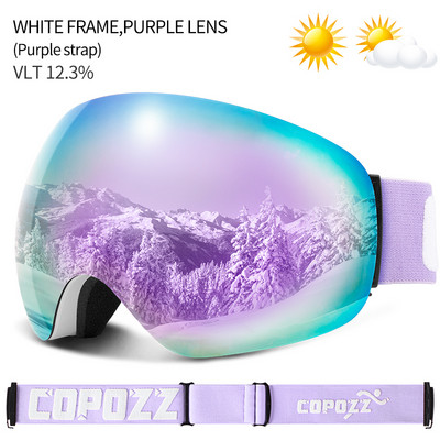 COPOZZ Skijaške naočale UV400 Zaštitna skijaška maska Muškarci Žene Anti-Fog Veliko lice Skijaške naočale Sportske naočale za skijanje na otvorenom Snowboard Skijanje naočale