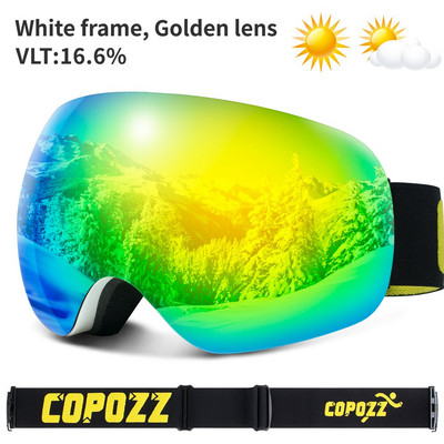 COPOZZ Skijaške naočale UV400 Zaštitna skijaška maska Muškarci Žene Anti-Fog Veliko lice Skijaške naočale Sportske naočale za skijanje na otvorenom Snowboard Skijanje naočale