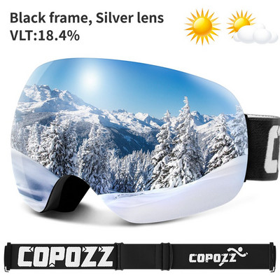 COPOZZ Skijaške naočale UV400 Zaštitna skijaška maska Muškarci Žene Anti-Fog Veliko lice Skijaške naočale Sportske naočale za skijanje na otvorenom Snowboard Skijanje naočale