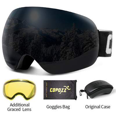 COPOZZ Skijaške naočale UV400 Zaštitna skijaška maska Muškarci Žene Anti-Fog Veliko lice Skijaške naočale Sportske naočale za skijanje na otvorenom Snowboard Skijanje naočale