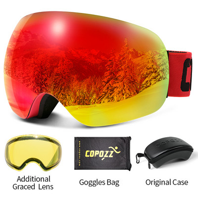 COPOZZ Skijaške naočale UV400 Zaštitna skijaška maska Muškarci Žene Anti-Fog Veliko lice Skijaške naočale Sportske naočale za skijanje na otvorenom Snowboard Skijanje naočale
