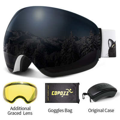 COPOZZ Skijaške naočale UV400 Zaštitna skijaška maska Muškarci Žene Anti-Fog Veliko lice Skijaške naočale Sportske naočale za skijanje na otvorenom Snowboard Skijanje naočale