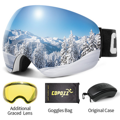 COPOZZ Skijaške naočale UV400 Zaštitna skijaška maska Muškarci Žene Anti-Fog Veliko lice Skijaške naočale Sportske naočale za skijanje na otvorenom Snowboard Skijanje naočale