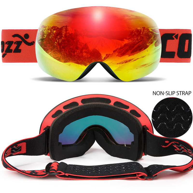 COPOZZ Skijaške naočale UV400 Zaštitna skijaška maska Muškarci Žene Anti-Fog Veliko lice Skijaške naočale Sportske naočale za skijanje na otvorenom Snowboard Skijanje naočale