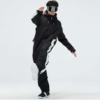 2022 Зимни еднокомпонентни мъжки снежни костюми с качулка Планински мъжки ски гащеризон Зимен сноуборд спортен мъжки гащеризон Алпийски дрехи