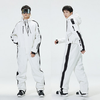 2022 Зимни еднокомпонентни мъжки снежни костюми с качулка Планински мъжки ски гащеризон Зимен сноуборд спортен мъжки гащеризон Алпийски дрехи