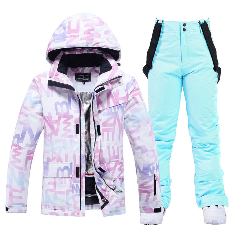 Žensko skijaško odijelo Jakna za snowboarding + hlače Odjeća za snowboarding vodootporna Vjetrootporna skijaška jakna i hlače Debela termo parka