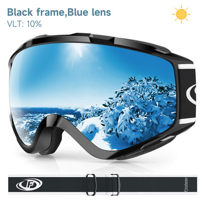 Ochelari de schi Findway Aldult Ochelari de schi anti-ceață cu protecție UV Ochelari de zăpadă cu design OTG peste cască compatibili cu schi snowboarding pentru tineret