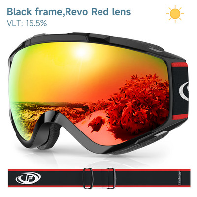 Ochelari de schi Findway Aldult Ochelari de schi anti-ceață cu protecție UV Ochelari de zăpadă cu design OTG peste cască compatibili cu schi snowboarding pentru tineret