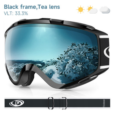 Ochelari de schi Findway Aldult Ochelari de schi anti-ceață cu protecție UV Ochelari de zăpadă cu design OTG peste cască compatibili cu schi snowboarding pentru tineret
