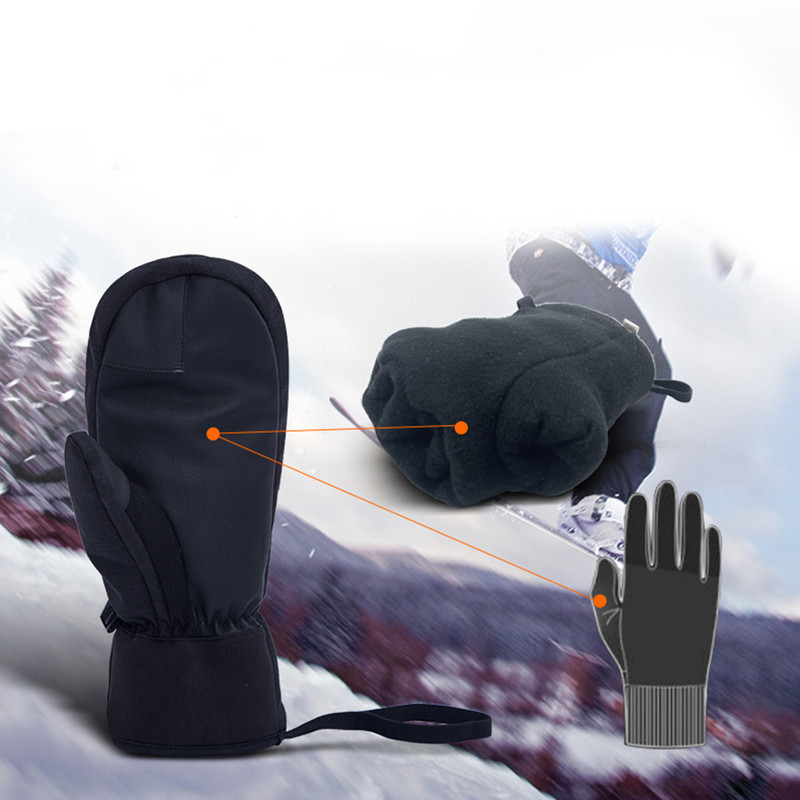 1 par zimskih toplih skijaških rukavica Rukavice za snowboard Vodootporne otporne na vjetar Zaslon osjetljiv na dodir Toplina Motociklističke termo rukavice za snijeg Poliester