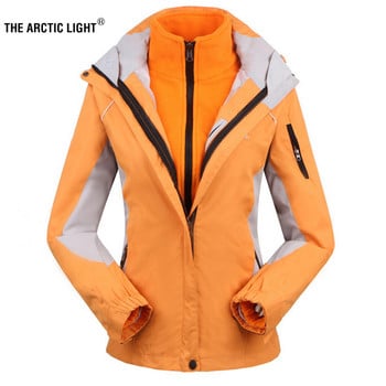 THE ARCTIC LIGHT Γυναικεία μπουφάν για σκι + Fleece Jacket Γυναικείο αθλητικό παλτό για εξωτερικούς χώρους Ζεστό αδιάβροχο 2 σε 1 Γυναικείο παλτό για σκι