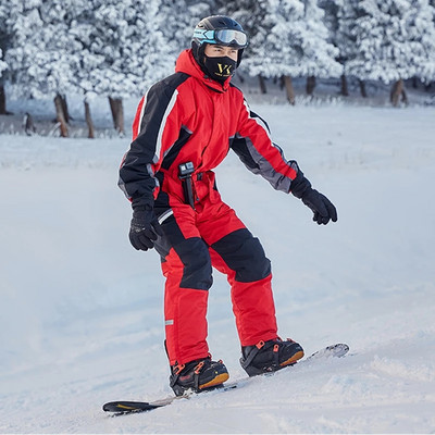 Pánske lyžiarske overaly s kapucňou, vetruodolné, vonkajšie, jednodielne, zimné, nepremokavé, snowboardové, overaly