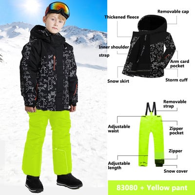 Зимни детски ски сноуборд водоустойчиви ветроустойчиви якета детски зимни палта панталони момчета ски костюми комплекти за момичета