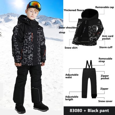 Зимни детски ски сноуборд водоустойчиви ветроустойчиви якета детски зимни палта панталони момчета ски костюми комплекти за момичета
