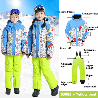Зимни детски ски сноуборд водоустойчиви ветроустойчиви якета детски зимни палта панталони момчета ски костюми комплекти за момичета