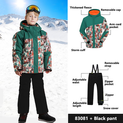 Зимни детски ски сноуборд водоустойчиви ветроустойчиви якета детски зимни палта панталони момчета ски костюми комплекти за момичета