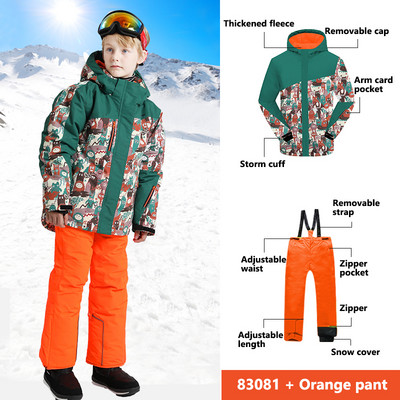 Зимни детски ски сноуборд водоустойчиви ветроустойчиви якета детски зимни палта панталони момчета ски костюми комплекти за момичета