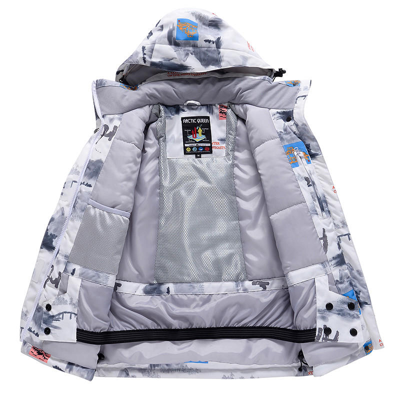 Új gyerek síruha fiúknak téli meleg vízálló ruha Nyomtatott kabát és nadrág gyerekeknek síruha snowboard ruha fiúknak