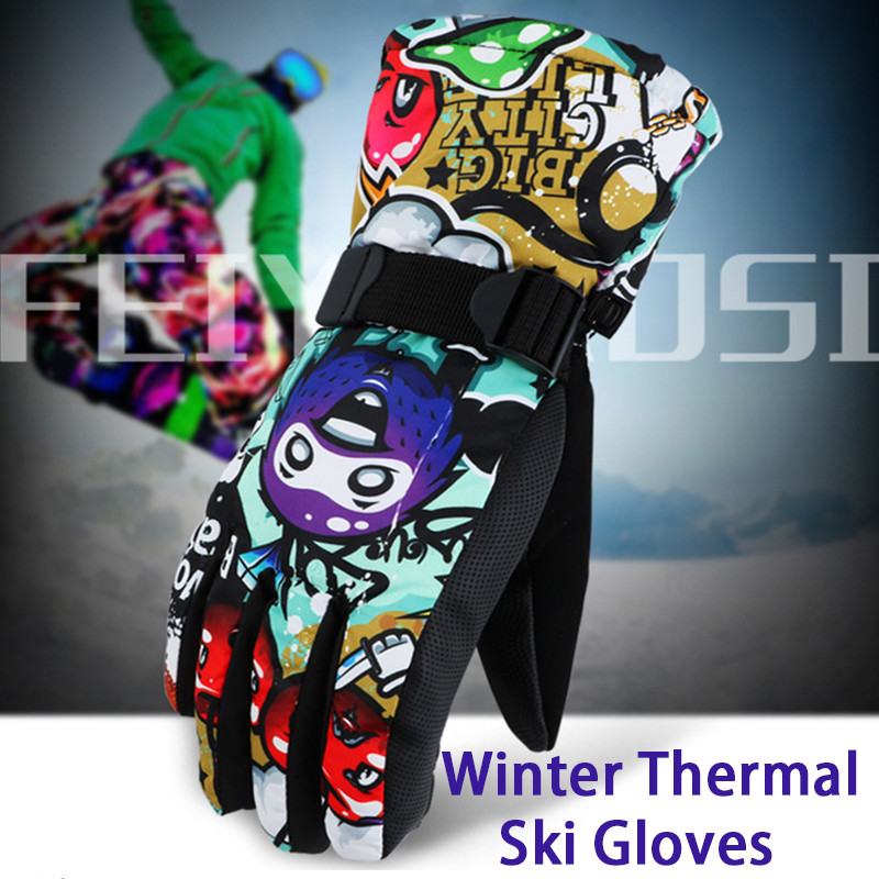 Mănuși de schi îngroșate de iarnă bărbați, femei, copii, lână caldă, sport în aer liber, snowboard, zăpadă, impermeabilă, mănuși de schi pentru motociclete