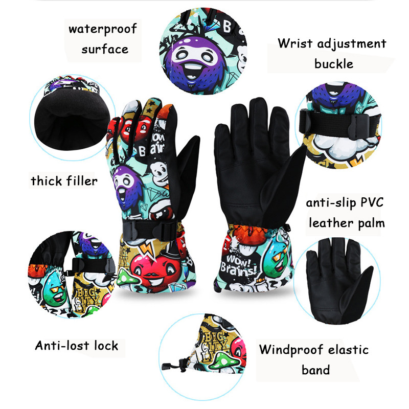 Mănuși de schi îngroșate de iarnă bărbați, femei, copii, lână caldă, sport în aer liber, snowboard, zăpadă, impermeabilă, mănuși de schi pentru motociclete