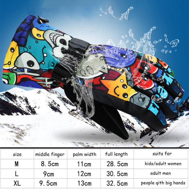 Mănuși de schi îngroșate de iarnă bărbați, femei, copii, lână caldă, sport în aer liber, snowboard, zăpadă, impermeabilă, mănuși de schi pentru motociclete