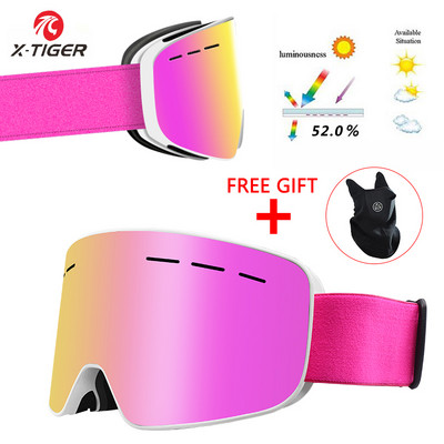 X-TIGER Zimske ženske skijaške naočale dvoslojne skijaške sunčane naočale UV400 protiv magljenja skijaške maske naočale muške naočale za snijeg i snowboard