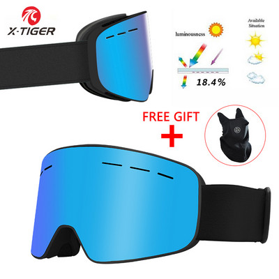 X-TIGER Zimske ženske skijaške naočale dvoslojne skijaške sunčane naočale UV400 protiv magljenja skijaške maske naočale muške naočale za snijeg i snowboard