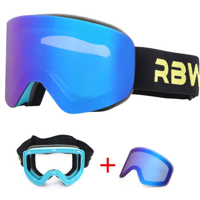 RBworld skijaške naočale s magnetskim dvoslojnim lećama Magnet za skijanje protiv magljenja UV400 Snowboard naočale Muškarci Ženske skijaške naočale Naočale