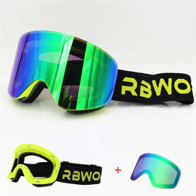 RBworld skijaške naočale s magnetskim dvoslojnim lećama Magnet za skijanje protiv magljenja UV400 Snowboard naočale Muškarci Ženske skijaške naočale Naočale