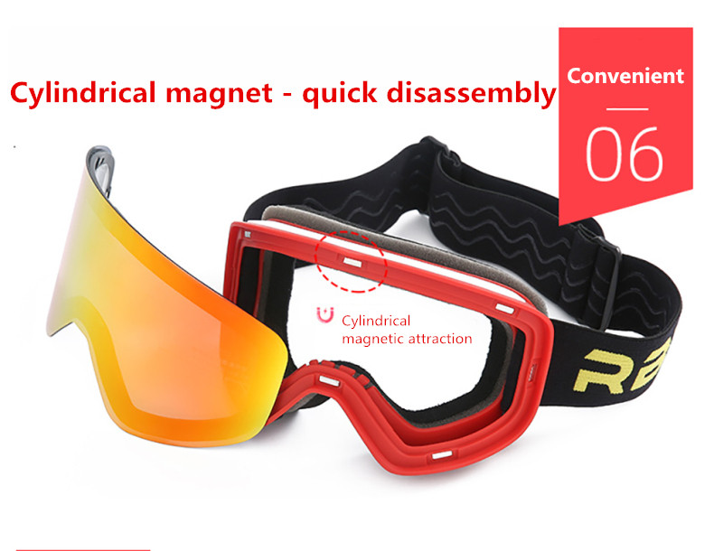 RBworld skijaške naočale s magnetskim dvoslojnim lećama Magnet za skijanje protiv magljenja UV400 Snowboard naočale Muškarci Ženske skijaške naočale Naočale