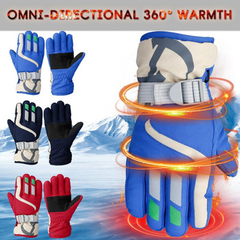 Fashion Thicken Warm Children Kids Неплъзгащи се ръкавици с дълги ръкави Ветроустойчиви Водоустойчиви сняг Сноуборд Детски ски ръкавици