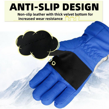 Fashion Thicken Warm Children Kids Неплъзгащи се ръкавици с дълги ръкави Ветроустойчиви Водоустойчиви сняг Сноуборд Детски ски ръкавици