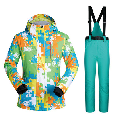 Costum de schi pentru bărbați femei Jachetă + pantaloni snowboard iarnă îmbrăcăminte snowboard parka impermeabilă rezistentă la vânt haină și pantaloni de schi
