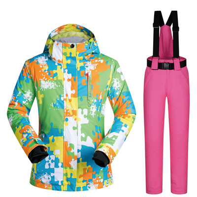 Costum de schi pentru bărbați femei Jachetă + pantaloni snowboard iarnă îmbrăcăminte snowboard parka impermeabilă rezistentă la vânt haină și pantaloni de schi