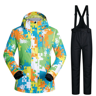 Costum de schi pentru bărbați femei Jachetă + pantaloni snowboard iarnă îmbrăcăminte snowboard parka impermeabilă rezistentă la vânt haină și pantaloni de schi