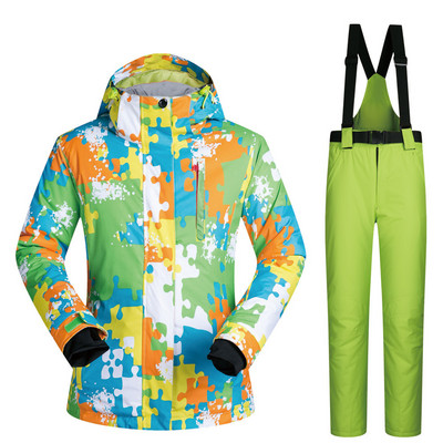 Costum de schi pentru bărbați femei Jachetă + pantaloni snowboard iarnă îmbrăcăminte snowboard parka impermeabilă rezistentă la vânt haină și pantaloni de schi