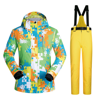 Costum de schi pentru bărbați femei Jachetă + pantaloni snowboard iarnă îmbrăcăminte snowboard parka impermeabilă rezistentă la vânt haină și pantaloni de schi